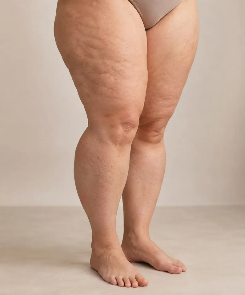 Pernas femininas com tecido claro